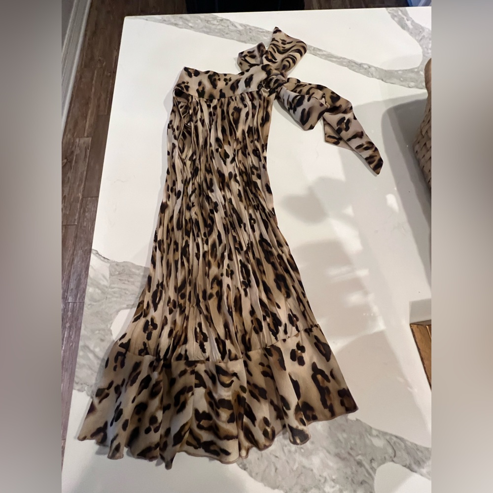 Allison Taylor One-Shoulder Animal Print Dress